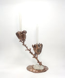 Clear Amethyst Cluster with Dried Yucca Plant Copper Chime Candle Holder