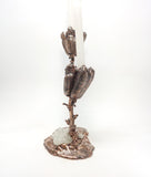 Clear Amethyst Cluster with Dried Yucca Plant Copper Chime Candle Holder