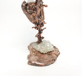 Clear Amethyst Cluster with Dried Yucca Plant Copper Chime Candle Holder