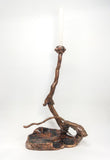 Mahogany Obsidian Oregon Driftwood Copper Chime Candle Holder