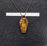 Petrified Wood Coffin Pendant, coffin is 1 1/16 x 2 inches