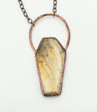 Large Petrified Wood Coffin Statement Necklace