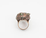 Brain with Green Eyes Ring Size 8, profile 1/2 high
