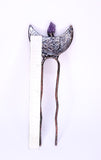 Crescent Moon with Amethyst Copper Hair Stick