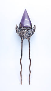 Embossed Crescent Moon with Amethyst Hair Stick