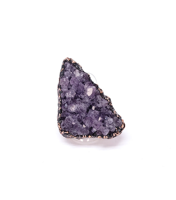 Amethyst Cluster Copper Ring Size 7 3/4