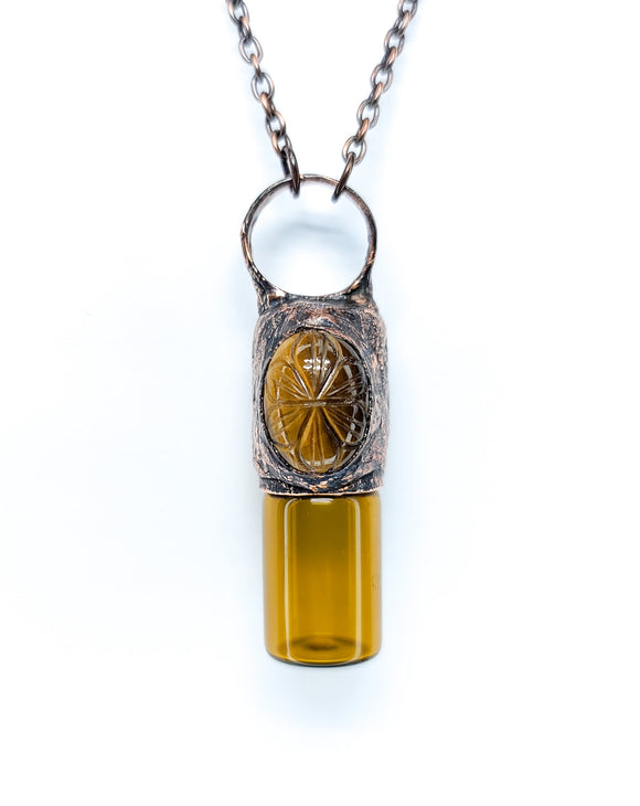 Carved Tiger Eye Aromatherapy Bottle Pendant