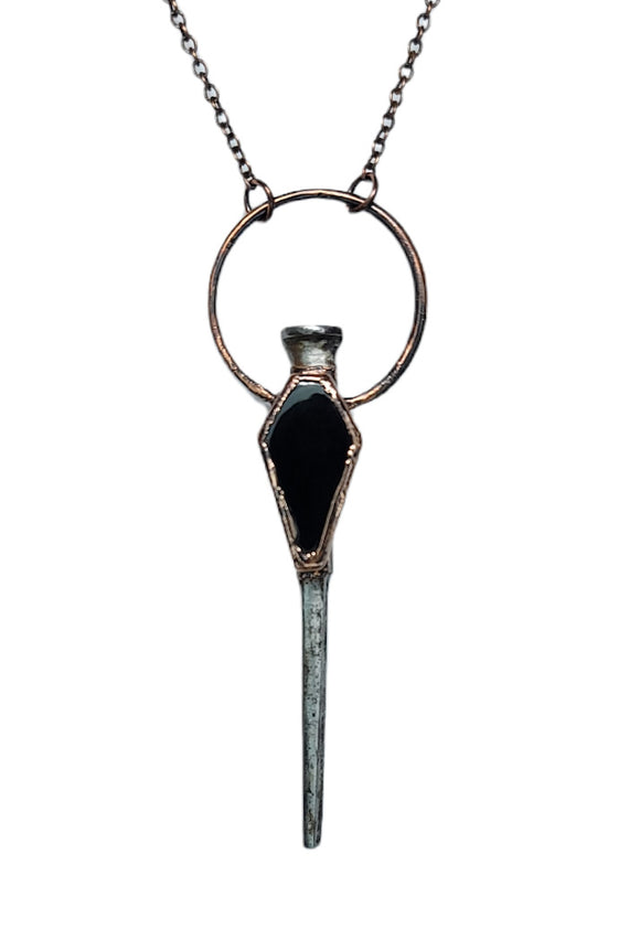 Coffin Nail Pendant with Black Onyx Coffin