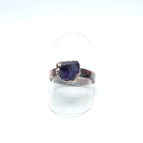 Raw Amethyst Nugget Copper Ring Size 7 1/2