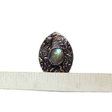 Embossed Copper Ring with Labradorite Size 8 1/2