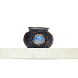 Copper Cauldron Ring with Moonstone Ring Size 9
