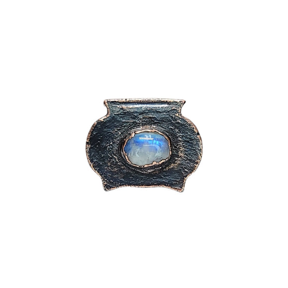 Copper Cauldron Ring with Moonstone Ring Size 9