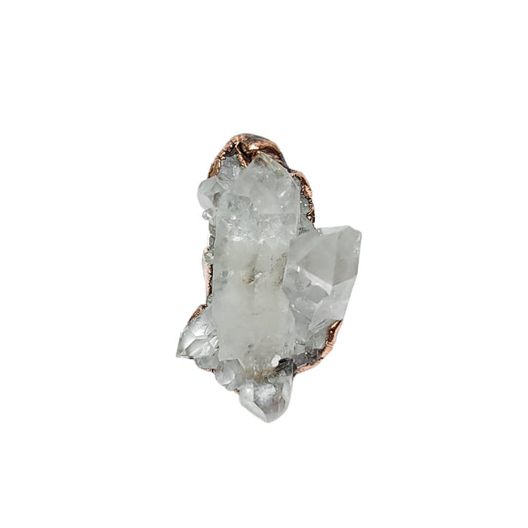Clear Quartz Crystal Points Cluster Ring Size 10