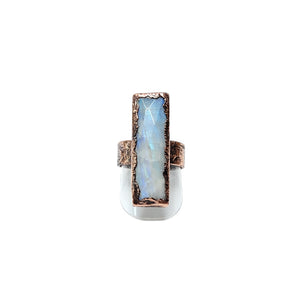 Flashy Faceted Moonstone Ring Size 7