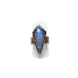 Flashy Faceted Moonstone Ring Size 6